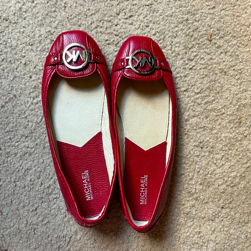 Cute Michael Kors red loafers gently used, size 10